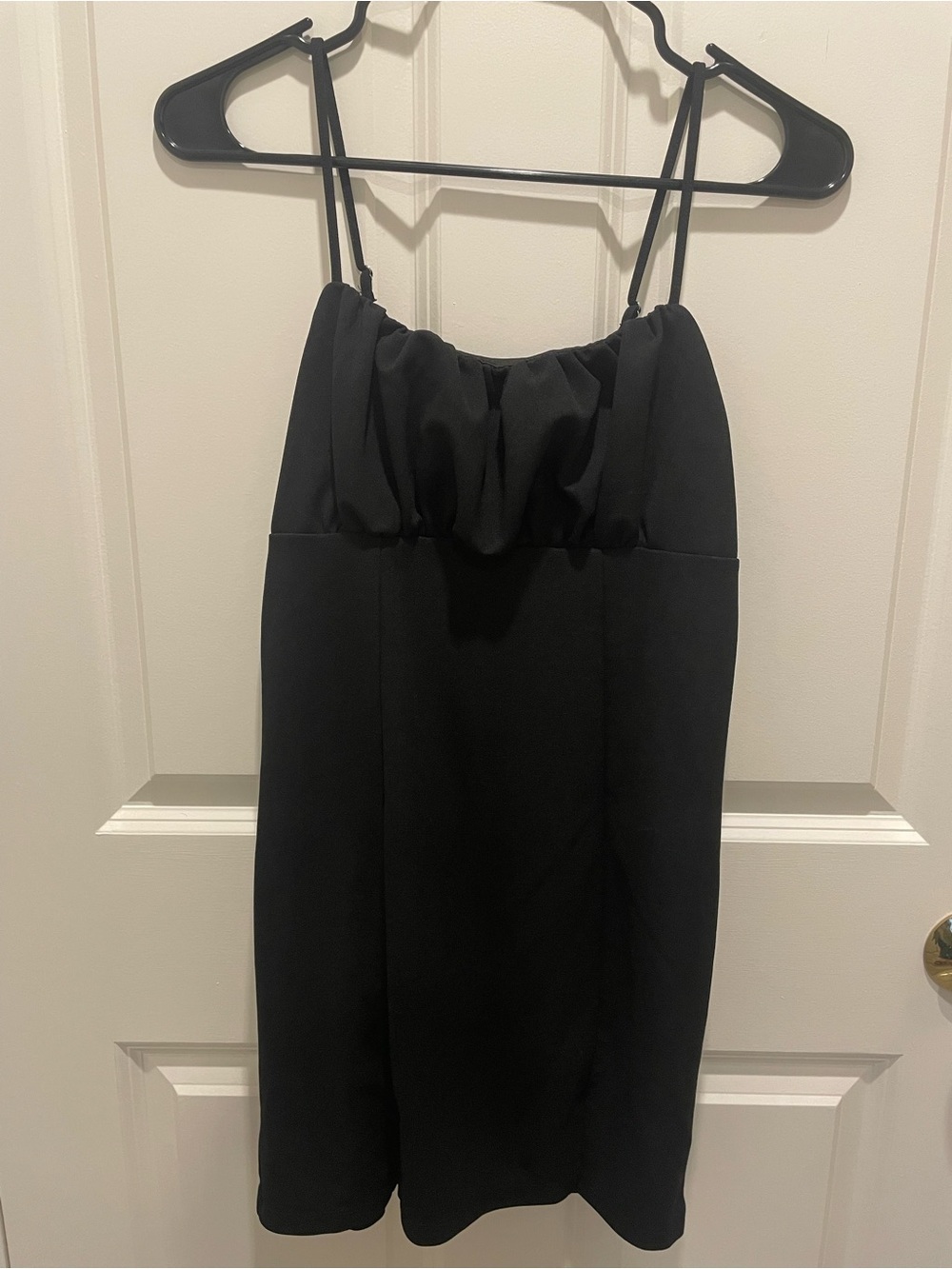 La Hearts Black Mini Dress with Spaghetti Straps